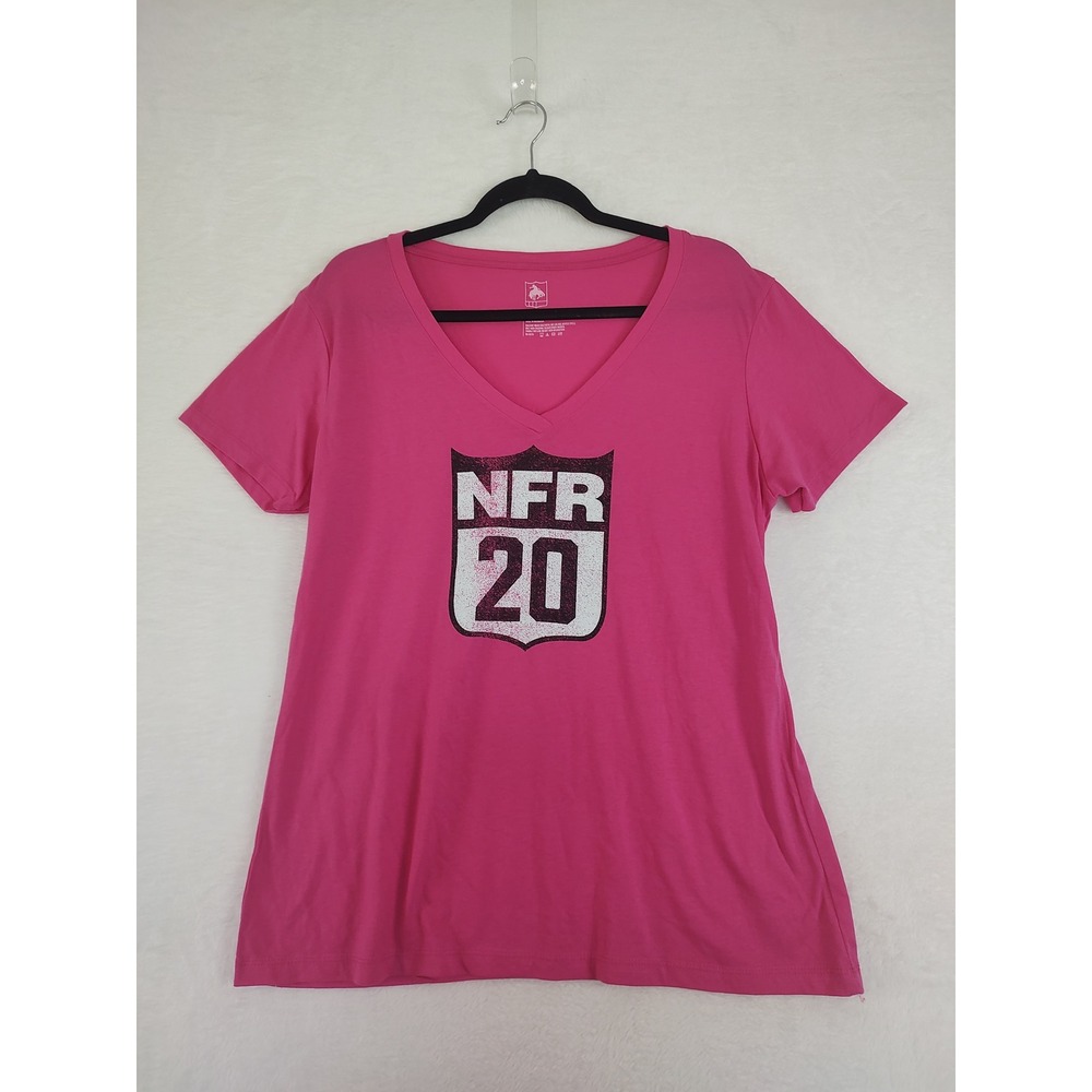 Authentics NFR 2020 National Finals Rodeo Pink V-Neck Graphic T-Shirt 2XL